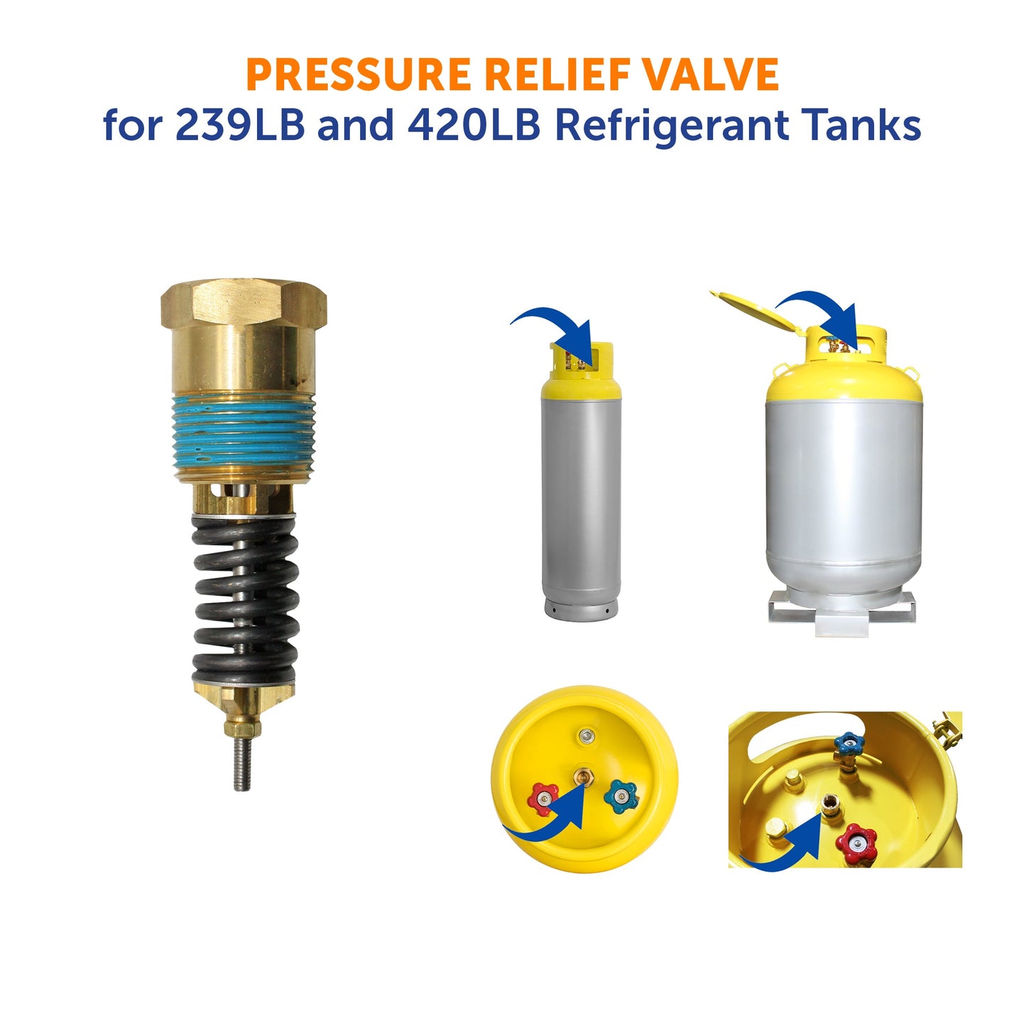 Flame King Pressure Relief Valve for 239LB and 420LB Refrigerant Recovery Tanks with 400 PSI 3/4″ MPT Fitting