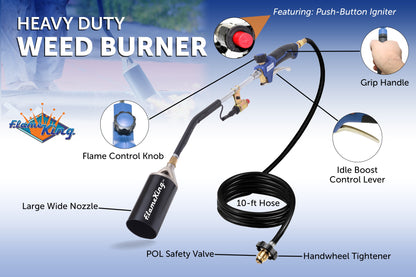 Flame King Auto Ignition Heavy Duty Propane Torch Weed Burner 340,000 BTU with Blast Trigger