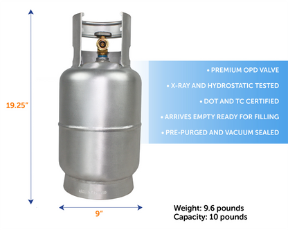 Flame King Lightweight 10lb Aluminum Propane Tank LP Cylinder with OPD