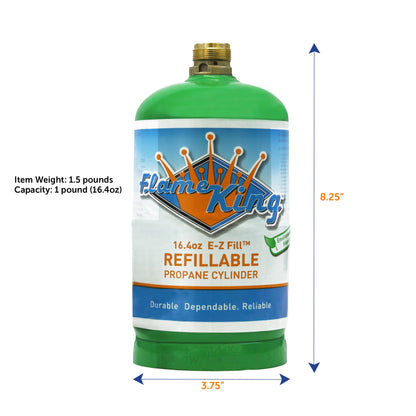 Flame King Eco Friendly Sustainable 1lb Empty Refillable Propane Tank LP Cylinder