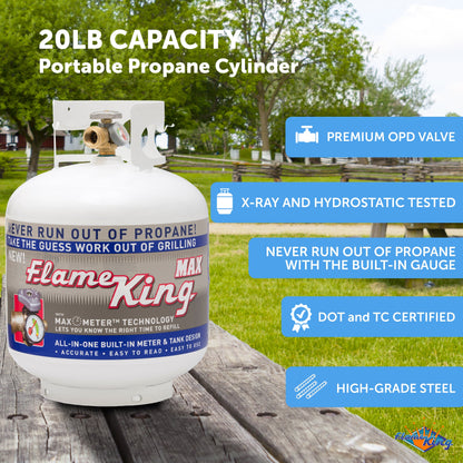 Flame King 20lb Propane Tank LP Cylinder with OPD & Gauge