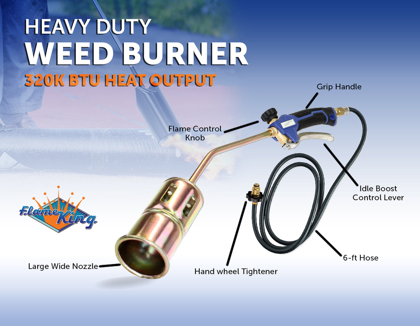 Flame King Propane Torch Weed Burner with Blast Trigger 320,000 BTU