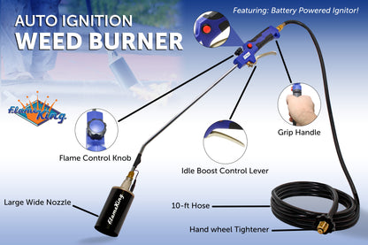 Flame King Propane Weed Burner Torch 340,000 BTU with Battery Operated Igniter