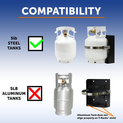 Flame King T-Racks 5lb Propane Tank Mounting Brackets Strap Campervan Overland Vehicles