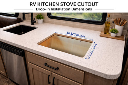 Flame King 2 Burner Built-In RV Trailer Stove with Wind Shield