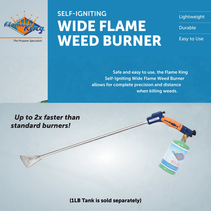 Flame King Propane Torch Wide Flame Weed Burner with Integrated Push Button Igniter