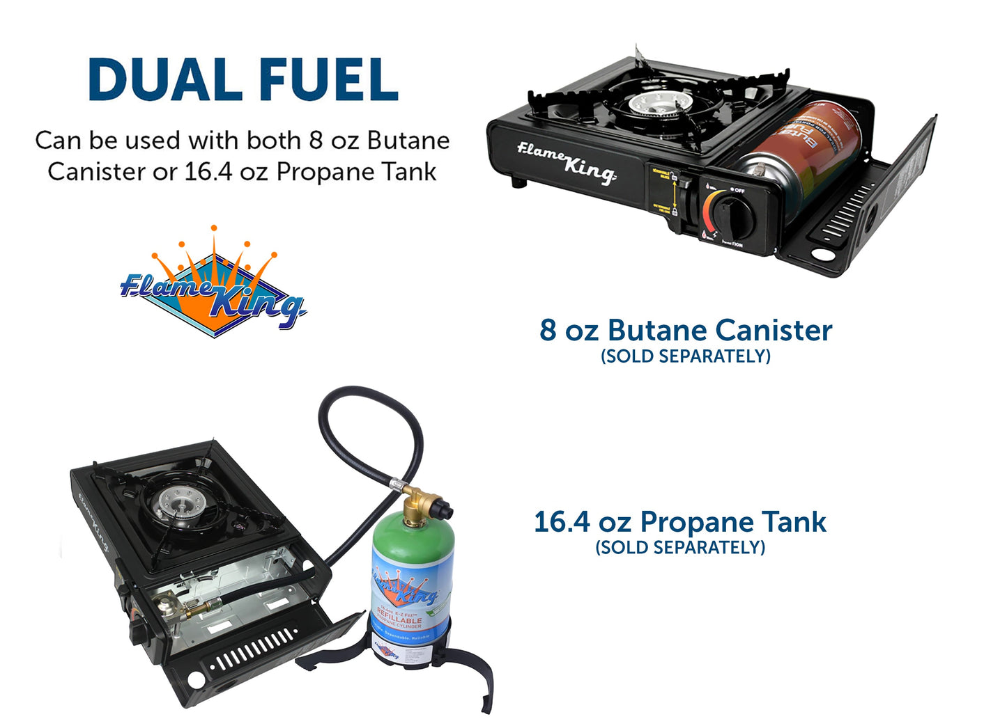 Flame King Portable Butane & Propane Gas Stove with Single Burner