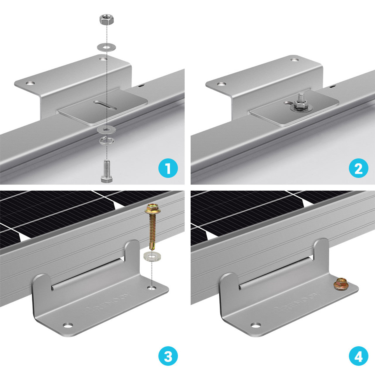 Renogy Solar Panel Mounting Z Bracket -- Set of 4