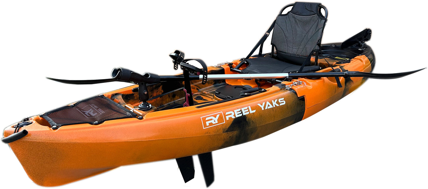 Reel Yaks 9.5ft Raptor Modular Fin Drive Pedal Fishing Kayak | 380lbs Capacity | 2 Piece