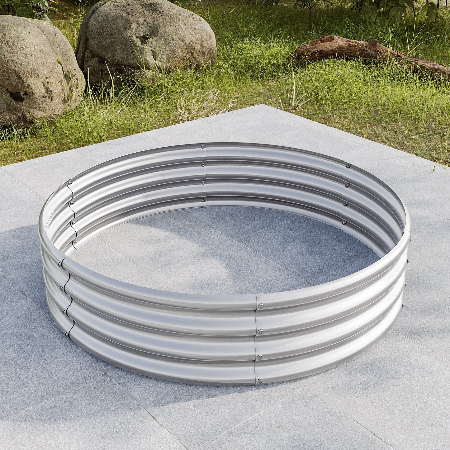 PolyTEAK Round Metal Raised Garden Bed/Planter Box Ideal for Vegetables, Fruits, Flowers, and Herbs