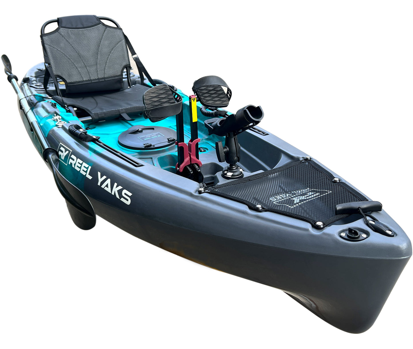 Reel Yaks 9.5ft Raptor Modular Fin Drive Pedal Fishing Kayak | 380lbs Capacity | 2 Piece