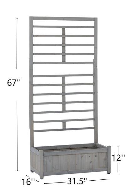 PolyTEAK Raised Garden Bed with Trellis, Outdoor Wooden Planter Box for Climbing Plants, Vegetables, and Herb Growing