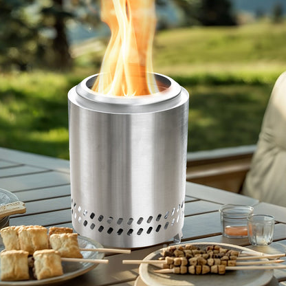 PolyTEAK Stainless Portable Smokeless Tabletop Fire Pit for Outdoor Patio, Backyard Camping, and Bonfire