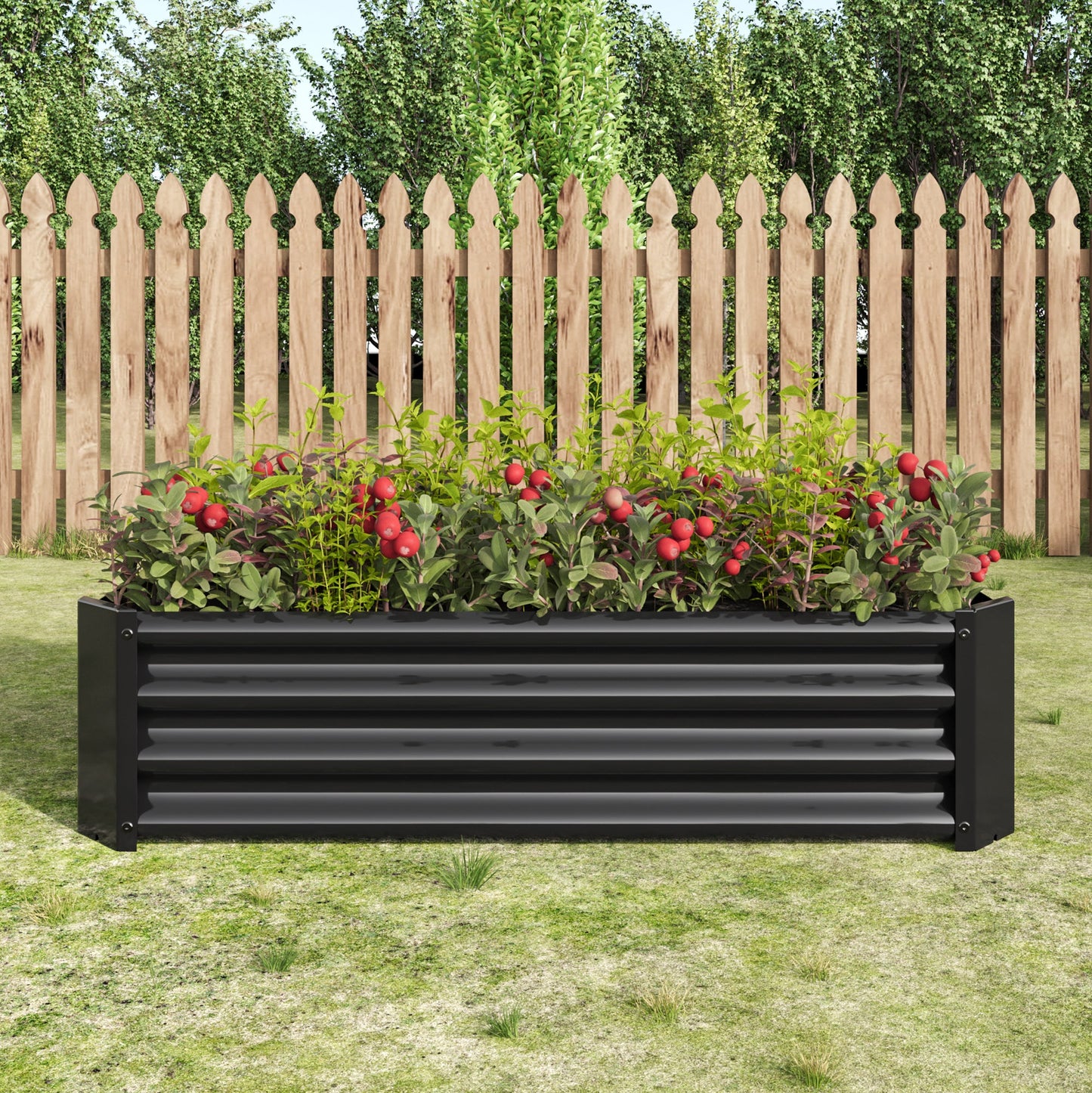 PolyTEAK Rectangular Metal Raised Garden Bed for Flowers, Vegetables, and Herbs