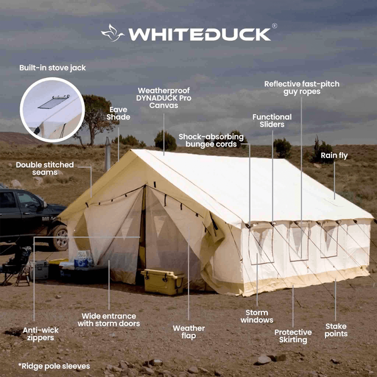 14'x16' Alpha Pro Wall Tent , Extended Flysheet & Porch (Fire Water Repellent)