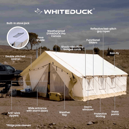 14'x16' Alpha Pro Wall Tent , Extended Flysheet & Porch (Water Repellent)