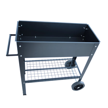 PolyTEAK Black Metal Raised Garden Bed Cart with Wheels for Easy Moving - Good for Vegetables, Flowers, and Herbs