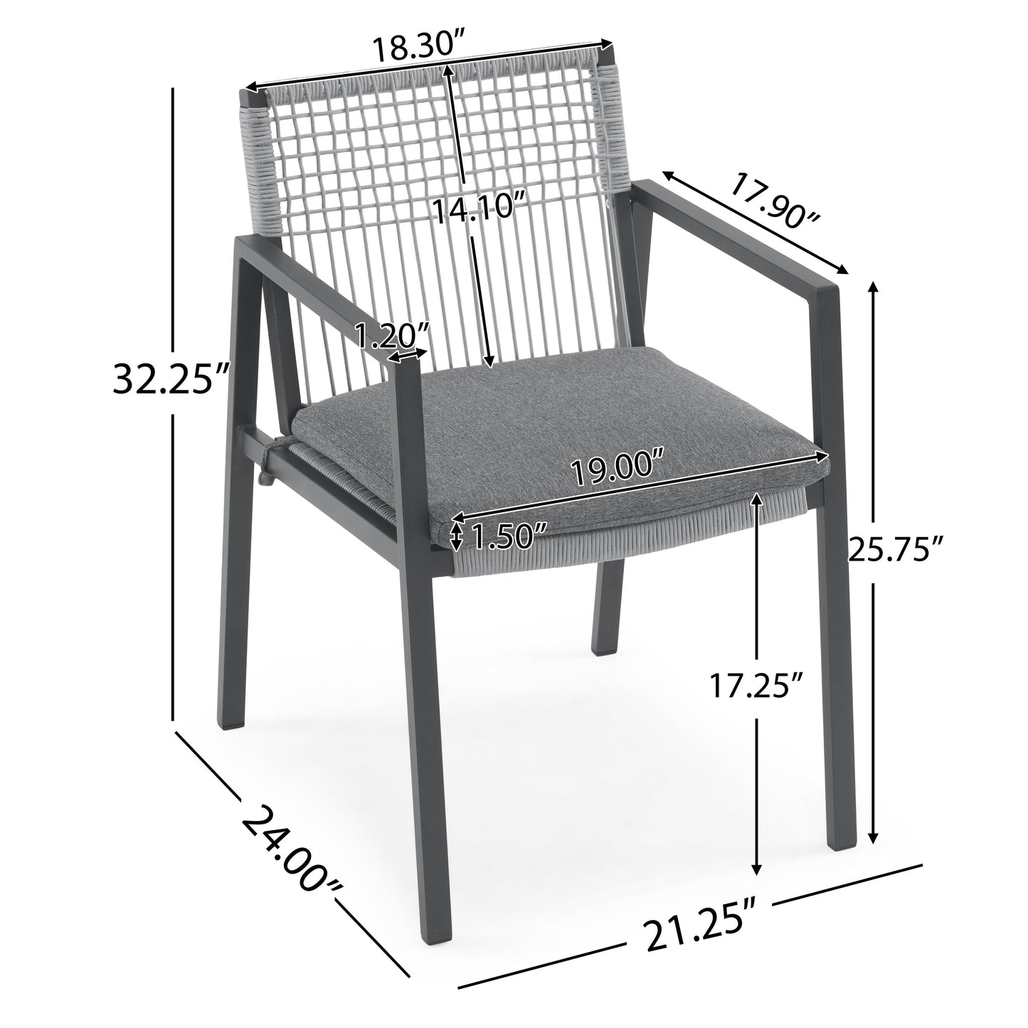 PolyTEAK Modern 7-Piece Outdoor Dining Table & Woven Back Chair Set