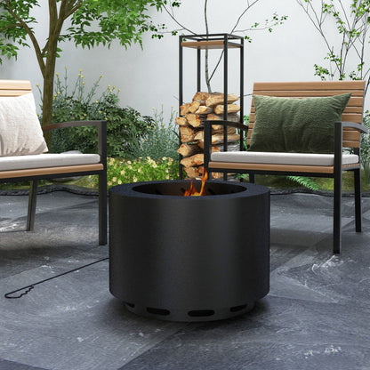 PolyTEAK Portable Stainless Smokeless Fire Pit with Poker for Campfire, Backyard Picnic, and Camping