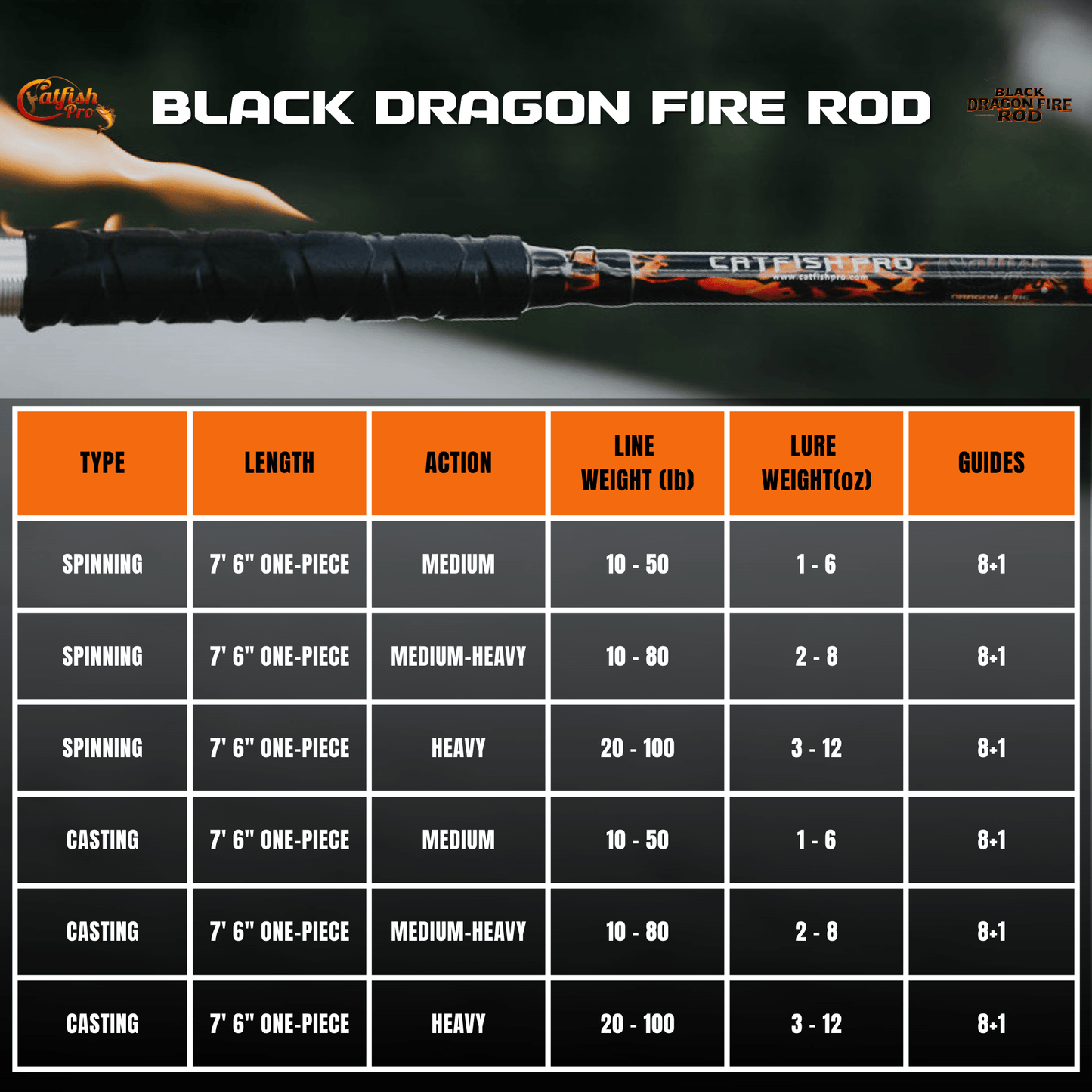 Catfish Pro Black Dragon Fire Casting Rod
