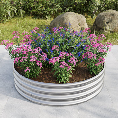 PolyTEAK Round Metal Raised Garden Bed/Planter Box Ideal for Vegetables, Fruits, Flowers, and Herbs