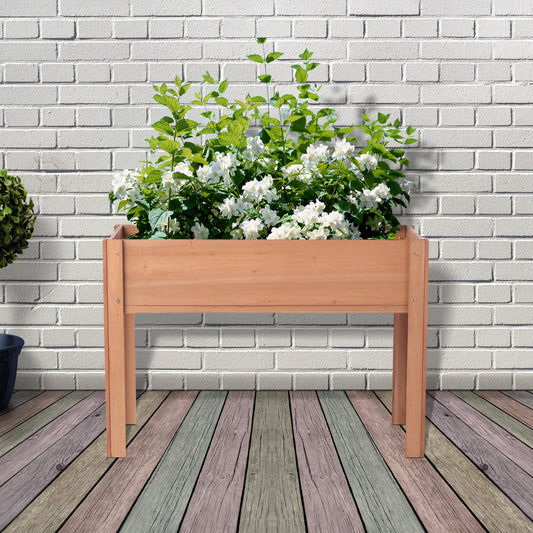 PolyTEAK Wooden Raised Garden Bed with Legs for Growing Flowers, Herbs, Fruits & Vegetables