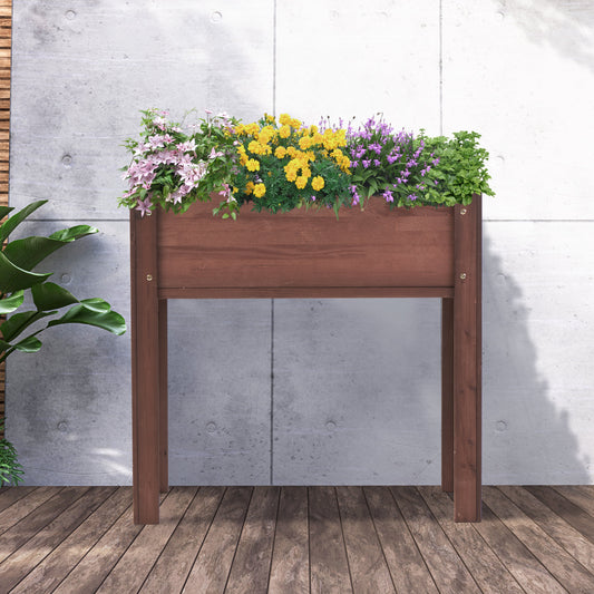 PolyTEAK Elevated Wooden Planter Box for Outdoor Flowers, Vegetables, & Herbs