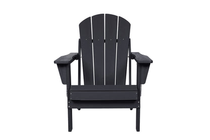 Folding Adirondack Chair with Side Table, 3-Piece Adirondack Chair Set with Wood Texture, Black(includes 2 Chairs and 1 Table)