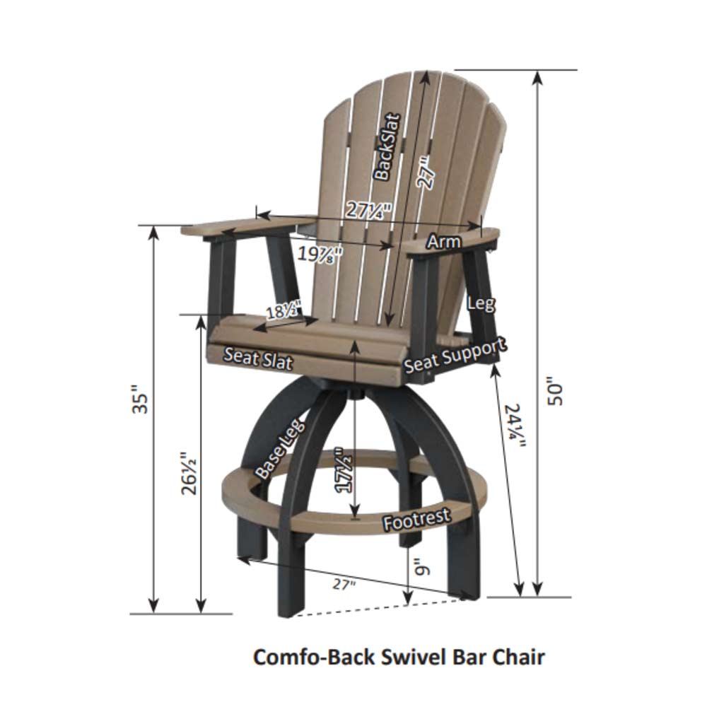 Berlin Gardens Comfo Back Poly Adirondack Swivel Bar Height Chair