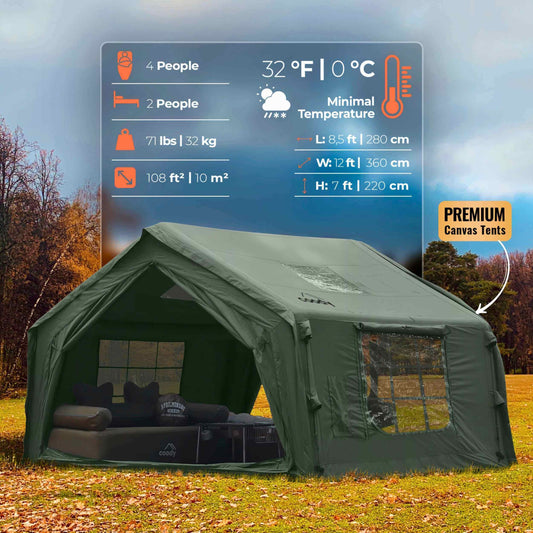 Coody 10 Forest Green Inflatable Tent House for Camping (2-4 Person)
