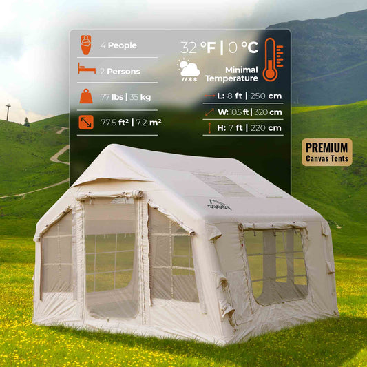 Coody 8.0 Air Tent Beige - Inflatable Tent House for Camping (1-4 Person)