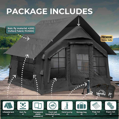 Coody 8.0 Air Tent Black - Inflatable Tent House for Camping (1-4 Person)