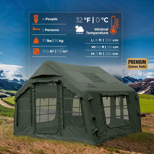 Coody 8.0 Air Tent Forest Green - Inflatable Tent House for Camping (1-4 Person)