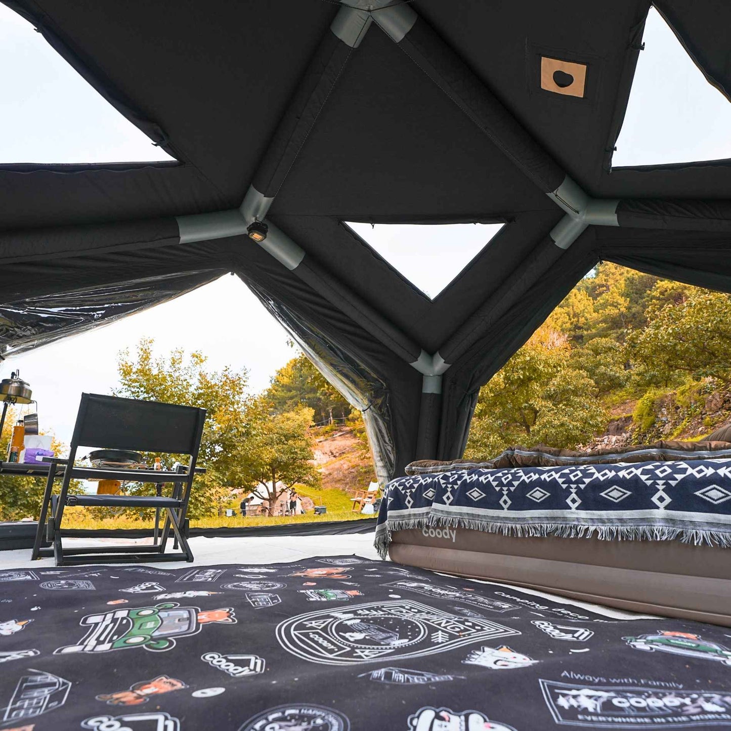 Coody Air Tent Hub Shelter Black Inflatable Tents for Camping (2-6 Person)