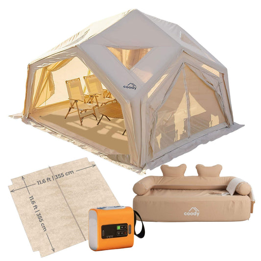 Coody AirTent Hub Beige + Carpet Tailored for Hub + Electric Pump + AIR SOFA