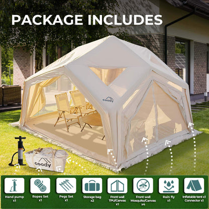 Coody AirTent Hub Shelter Beige Inflatable Tents for Camping (2-6 Person)
