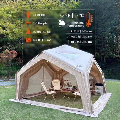 Coody AirTent Hub Shelter Beige Inflatable Tents for Camping (2-6 Person)