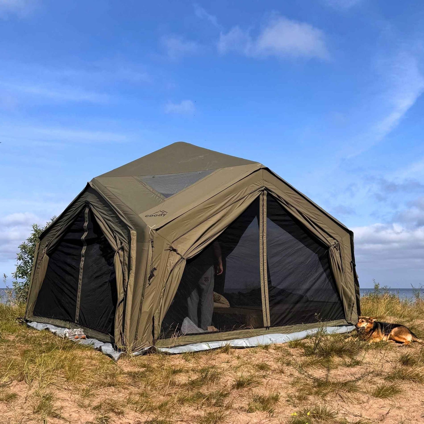 Coody AirTent Hub Shelter Forest Green Inflatable Tents for Camping (2-6 Person)