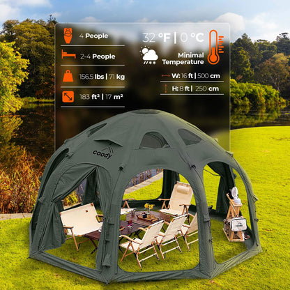 Coody Aurora Dome Forest Green Inflatable Shelter for 2-4 person