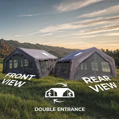 Coody Familia AirTent 13.6 Black + Stove Caminus M - Inflatable Tents for Camping with Wood Stove