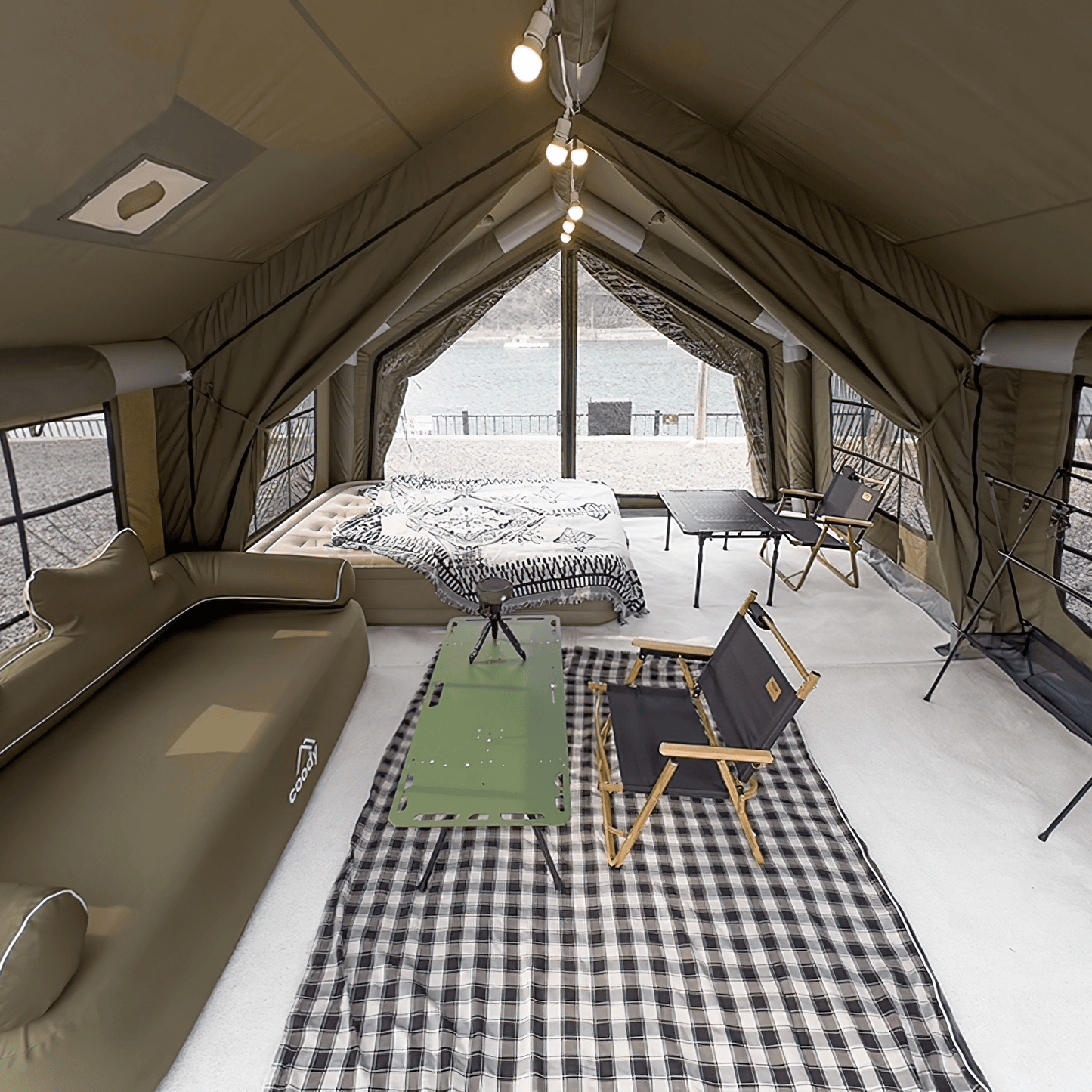 Coody Familia AirTent 13.6 Forest Green Inflatable Tent House for Camping (2-8 Person)