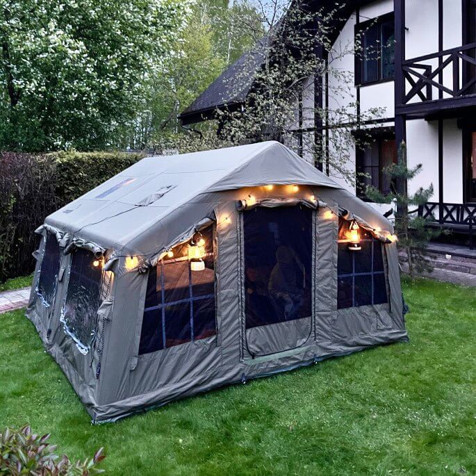 Coody Familia AirTent 13.6 Forest Green Inflatable Tent House for Camping (2-8 Person)