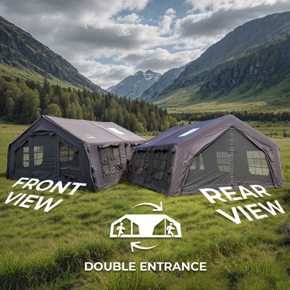 Coody Familia AirTent 17.2 Black + Stove Caminus M - Inflatable Tents for Camping with Wood Stove