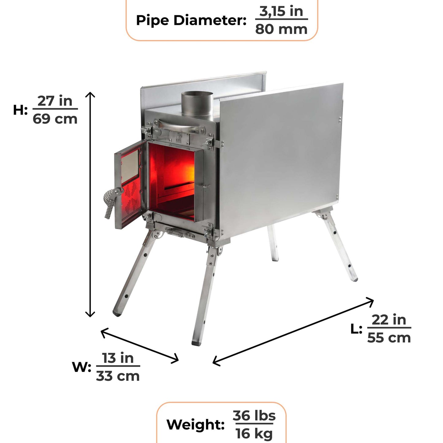 Coody Familia AirTent 17.2 Forest Green + Stove Caminus M - Inflatable Tents with Wood Stove