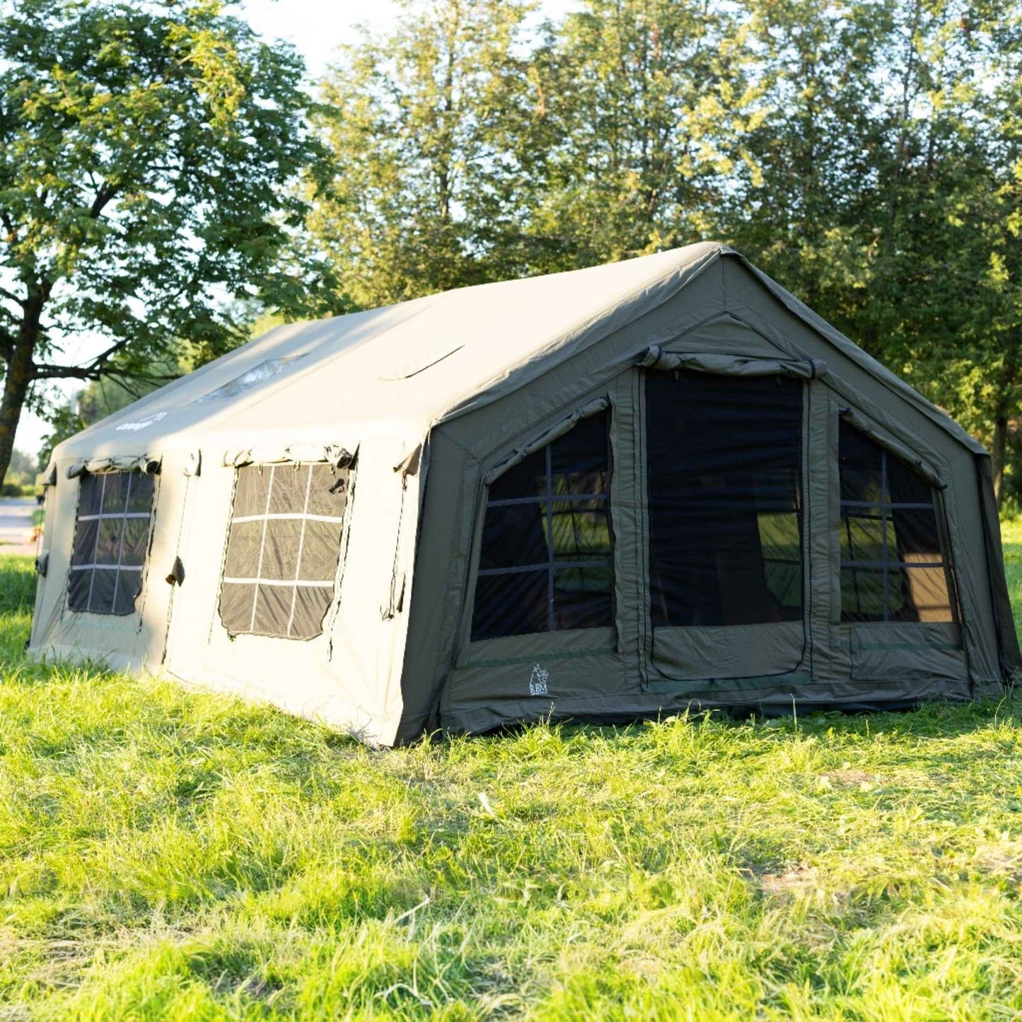 Coody Familia AirTent 17.2 Forest Green + Stove Caminus M - Inflatable Tents with Wood Stove
