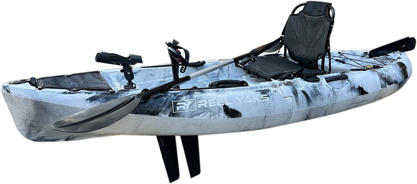 Reel Yaks 9.5ft Raptor Modular Fin Drive Pedal Fishing Kayak | 380lbs Capacity | 2 Piece