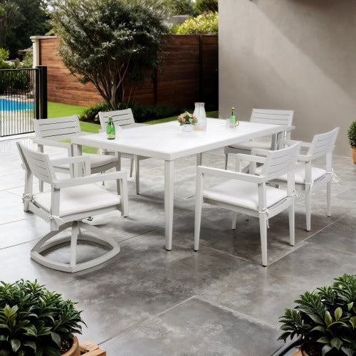 PolyTEAK Comfortable 7-Piece Aluminum Outdoor Dining Set with Plush Cushions