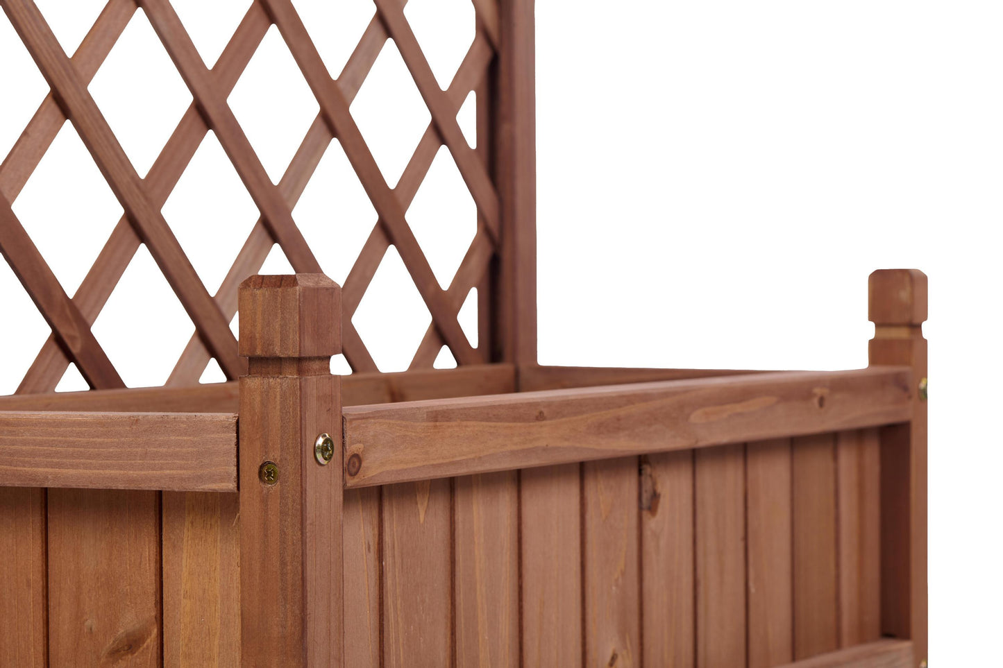 PolyTEAK 2-Pack Raised Garden Beds with Trellis, Outdoor Wooden Plant Box, and Plant Stand - Perfect for Vines and Flowers
