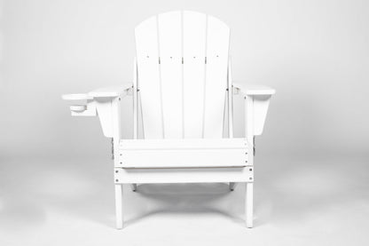 Folding Adirondack Chair with Side Table, 3-Piece Adirondack Chair Set, White (2 Chairs and 1 Table)
