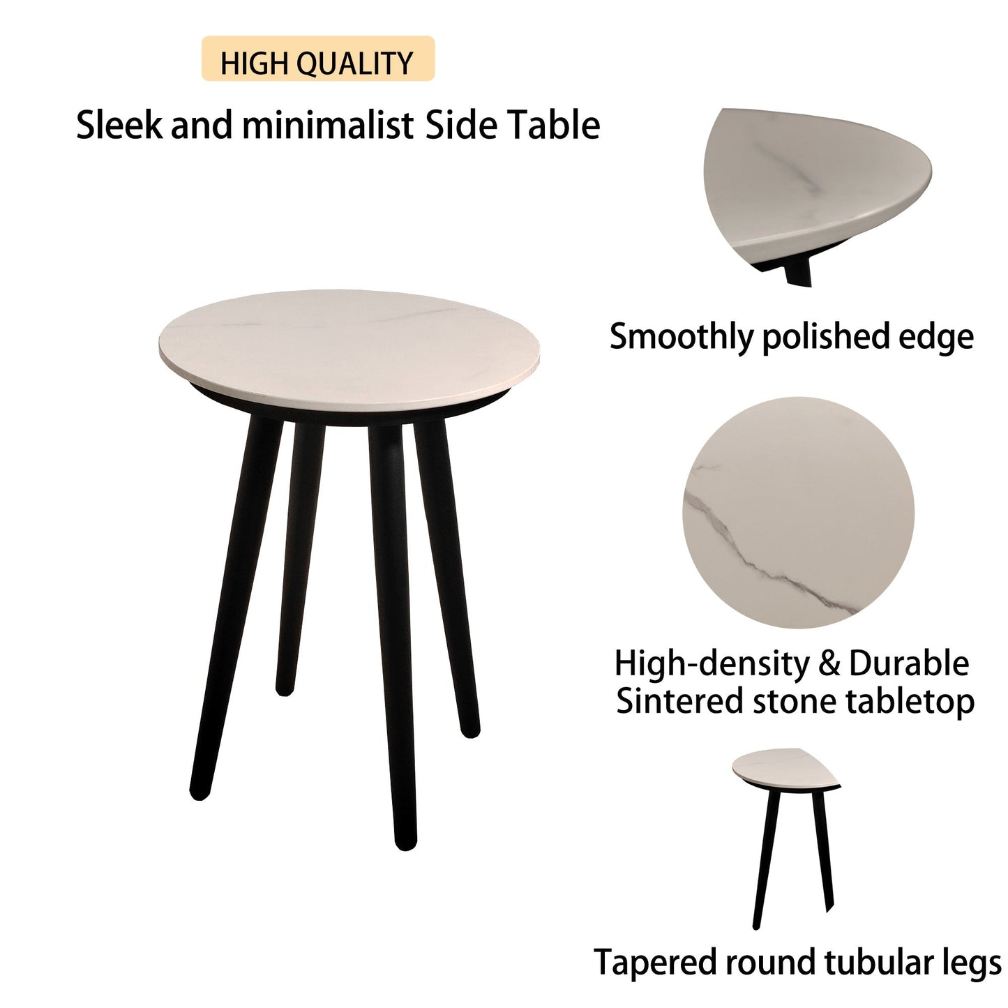 PolyTEAK 3-Piece Modern Conversation Set: Aluminum Patio Club Chairs with Plush Cushions & Marble-Look Side Table